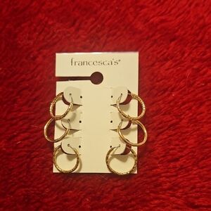 Francesca's Collections Textured Gold Hoop Earrings Trio
